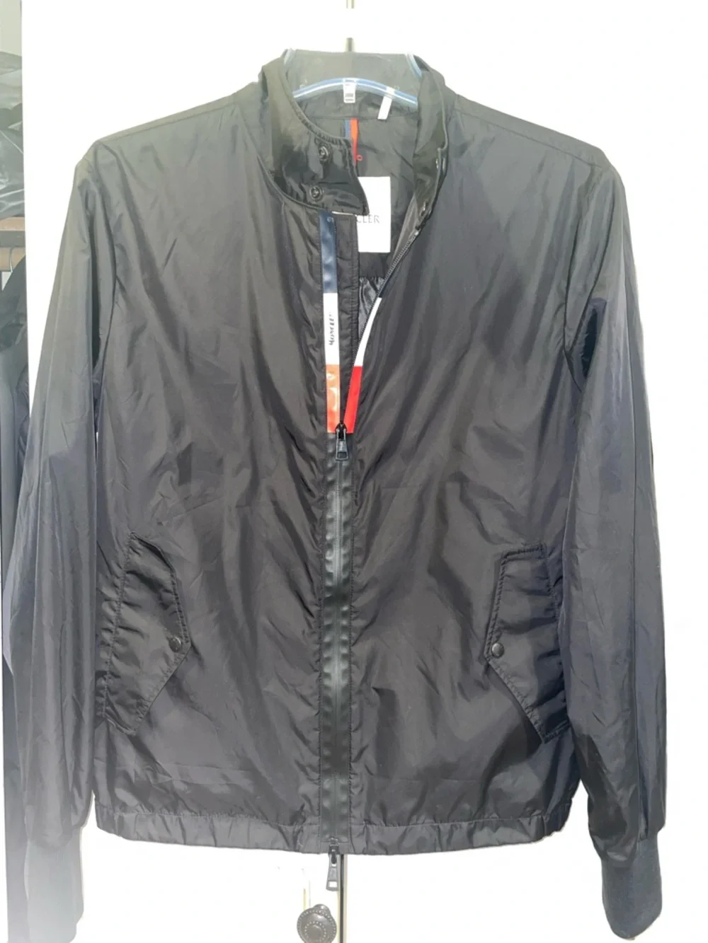 Moncler Black Men's Windbreaker Jacket with Red Trim - Picture 13 of 14